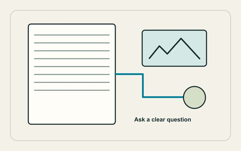 Conceptual illustration: request brief organizing symptom, evidence and intended decision.